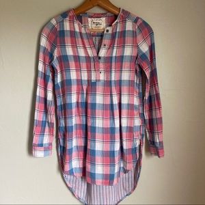Holding Horses Plaid High Low Blouse Size 0